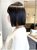 ミニウルフ黒染め髪質改善縮毛矯正酸性ストレートレイヤー/柏柏