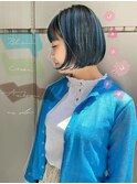 前下がりボブ/ブルーカラー/デザインカラー