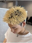 熊本メンズヘア スパイキー ハイトーン 短髪 ブリーチ