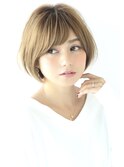 黒髪オリーブグレー小顔ココアベージュショートボブ