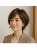 簡単スタイリングナチュラルショートボブ　20代 30代 40代 50代 