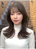 ミディアムレイヤーカット/30代40代50代/顔周りカットくびれヘア