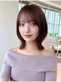ピンクベージュ/前髪/くびれヘア/イメチェン/顔周りカット
