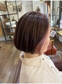 顔まわりインナーカラーボブ　ピンク　３０代４０代50代
