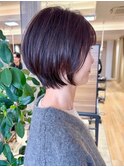 丸みショート×ラベンダーブラウン