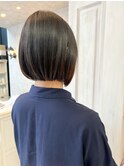 福山市美容室Caary人気 カット艶ボブ前下がりスッキリボブ