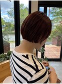 ミニマムショートボブ×オレンジブラウン