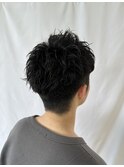 アップバングショートパーマ