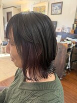 美容室 メザミー MESAMIES 結べるボブイヤリングカラーナチュラル×くびれ切りっぱなし