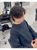 センターパートウルフツイストスパイラルパーマ