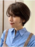 丸みショート・ボブ/丸顔/前髪あり/絶壁解消/３0代/４0代/長め