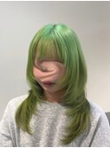 ハッシュカット×グリーンカラー