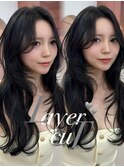 ハイレイヤーカット×グレーブラック