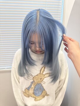 ミミヘアーガーデン(mimi hair garden) ライトブルー/ペールカラー/ブリーチ2回~