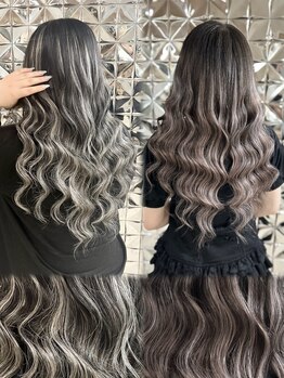 ラブスタシー 博多店(LOVESTASY)の写真/【ワンカラー＋エクステ￥12200～】透明感カラー×シールエクステで盛れるロングヘアが一度で完成♪
