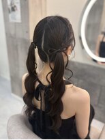 ヘアセットクラン リリー 東梅田店(hair set Clan lily)&nbsp;編み込みツインテール+髪の毛リボン