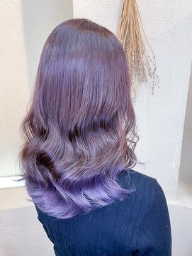 ミシェリー(misherry) 美髪こなれミディネビージュ大人かわいいパープルグラデーション
