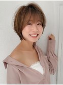 前髪ピンクベージュマチルダボブ【錦糸町/ショート】