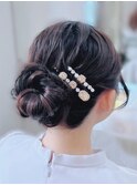 結婚式 二次会 お呼ばれ アップスタイル×ビジューパールピン