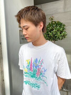 レフ(LEF) メンズレイヤーショート/ダブルカラー/ケアブリーチ/ベージュ