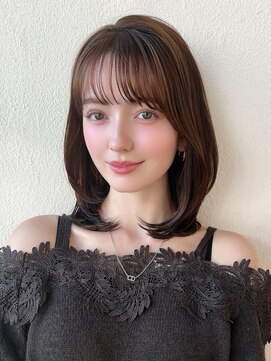 アフロート ディル(AFLOAT D'L) 20代シースルーぱっつん前髪で結んでかわいいフェイスレイヤー