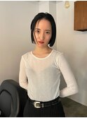 黒髪ぱっつんボブ ミニボブ　ぱっつんボブ
