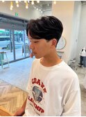 メンズカット☆フェザーショート刈り上げセンターパート韓国ヘア