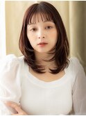 □チェリーレッド姫カットレイヤーミディアム712上尾30代40代