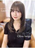 レイヤーカット/オリーベージュ/Wカラー