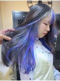 ダークパープル韓国風レイヤーカットケアブリーチダブルカラー