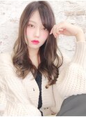 外国人カラー透明感ゆるふわ巻きゆる巻きロングうるツヤ春パーマ