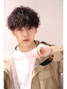 ネイビー(NAVY) 攻めた男のウェーブパーマ 無造作束感 マッシュショート