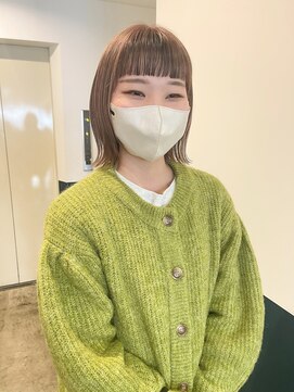 ヘアーブレイス(hair brace) オン眉ボブ×ほんのりピンクベージュ　stylist中村