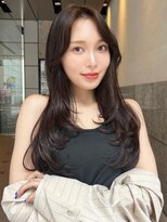 ミンクス 青山店(MINX) たっぷり内巻きレイヤー 前髪ピンクベージュインナーグレージュ