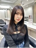 前髪あり韓国美髪エアリーロングピンクブラウン切りっぱなしボブ