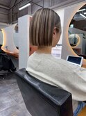 ミニウルフチェリーブラウンホワイトグレージュフェザーパーマ