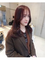 ガリカ 横浜(Gallica) 赤みたっぷりワインボルドーカラー×レイヤーミディアム