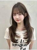韓国風/レイヤー/前髪カット/オリーブ/透明感/ハッシュカット