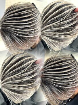 エゴル オム 名古屋栄(ENGOL homme) メンズホワイトシルバーバレイヤージュ/ハイトーン