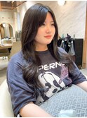 ◯前髪ピンクベージュインナーグレージュ韓国巻き