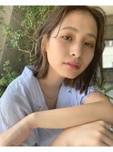 ボブ/大人かわいい/フェザーバング/透け感グレージュ