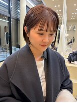 スニュウ(snuw)&nbsp;切りっぱなしボブ小顔カットグレージュチョコレート