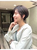 ココアベージュ前髪あり小顔愛されマッシュショート