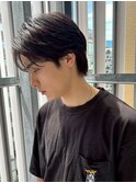 センターパート/曲がる縮毛矯正/ブルーブラック/ツーブロック1