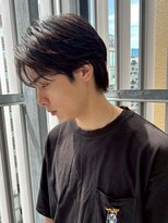 センターパート/曲がる縮毛矯正/ブルーブラック/ツーブロック1