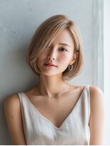 ロッソ 大橋店(Rosso) 長め前髪のやわらかベージュボブ【大橋】