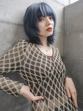 スリール バイ ミリー 江坂(Sourire by milly) 【Sourire江坂】レイヤーボブウルフブルーグレージュカラー