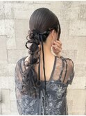 タイト＆カーリー編みおろしヘアアレンジ