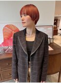 ブリーチなしダブルカラー　オレンジカラー　マッシュショート　