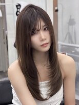 ロムーク 表参道(LOMKH)&nbsp;ロングレイヤーカット顔周りシールエクステ冬ヘーゼルグレージュ